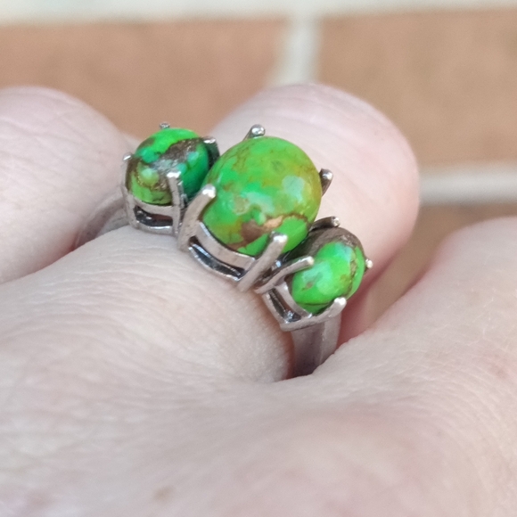 Sterling Silver Green Turquoise By Chuck Clemency Of QVC - Picture 3 of 7